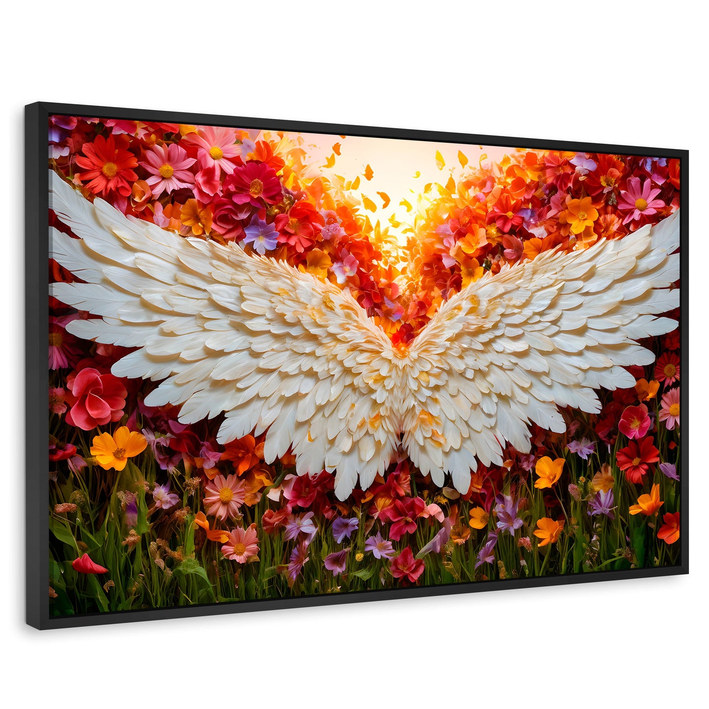 Cuadros Decorativos Canvas Revolution | Alas En Flores | Rectangular | Portada | Marco Negro