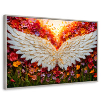 Cuadros Decorativos Canvas Revolution | Alas En Flores | Rectangular | Portada | Marco Plateado