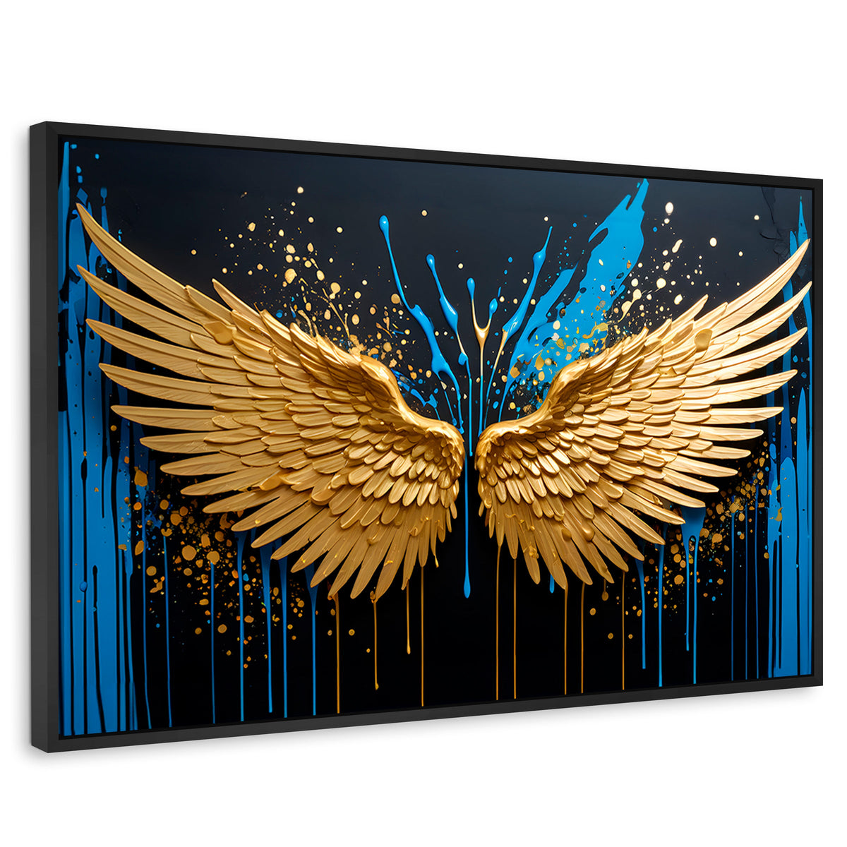 Cuadros Decorativos Canvas Revolution | Alas Oro Splash | Rectangular | Portada | Marco Negro