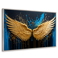 Cuadros Decorativos Canvas Revolution | Alas Oro Splash | Rectangular | Portada | Marco Plateado