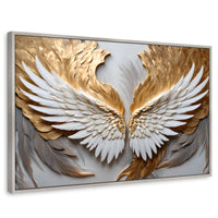 Cuadros Decorativos Canvas Revolution | Alas Plumas Doradas | Rectangular | Portada | Marco Plateado