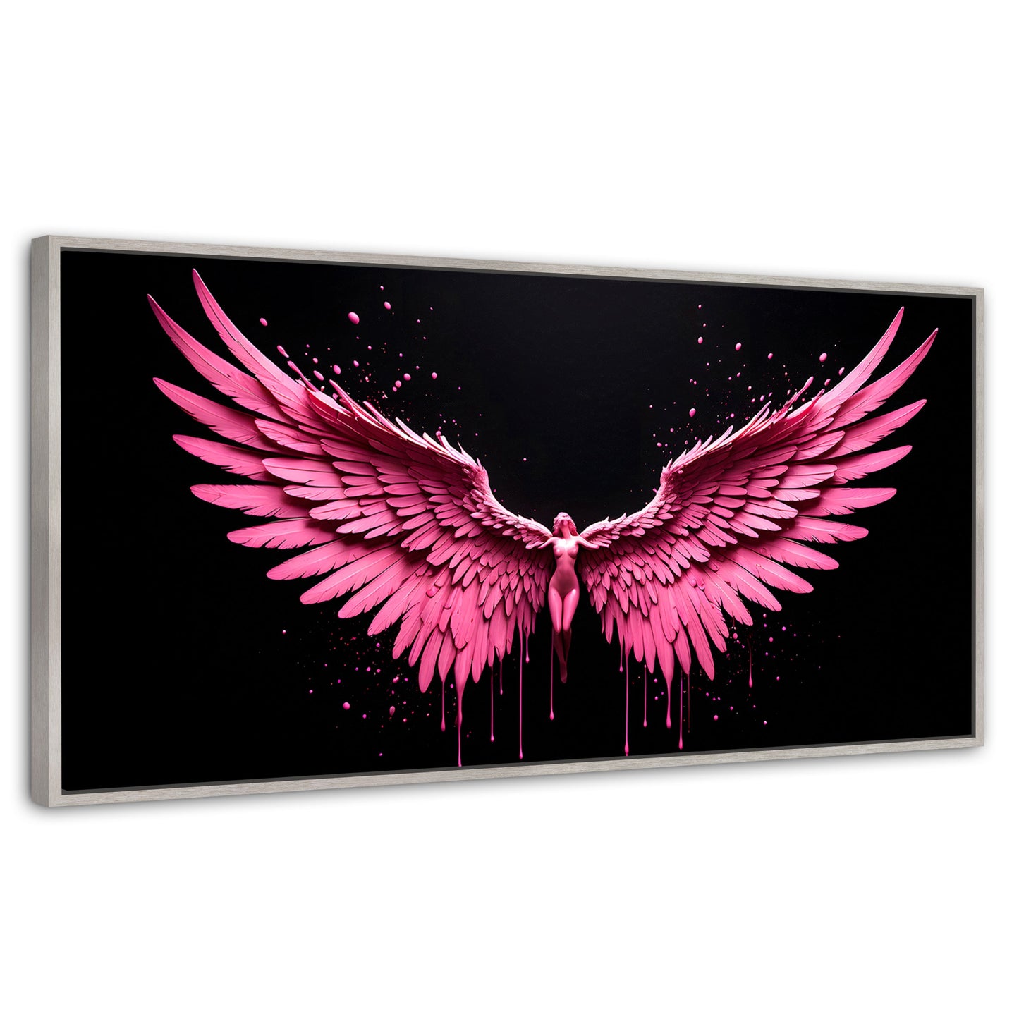 Cuadros Decorativos Canvas Revolution | Alas Rosadas Angel | Panoramico | Portada | Marco Blanco