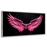 Cuadros Decorativos Canvas Revolution | Alas Rosadas Angel | Panoramico | Portada | Marco Blanco