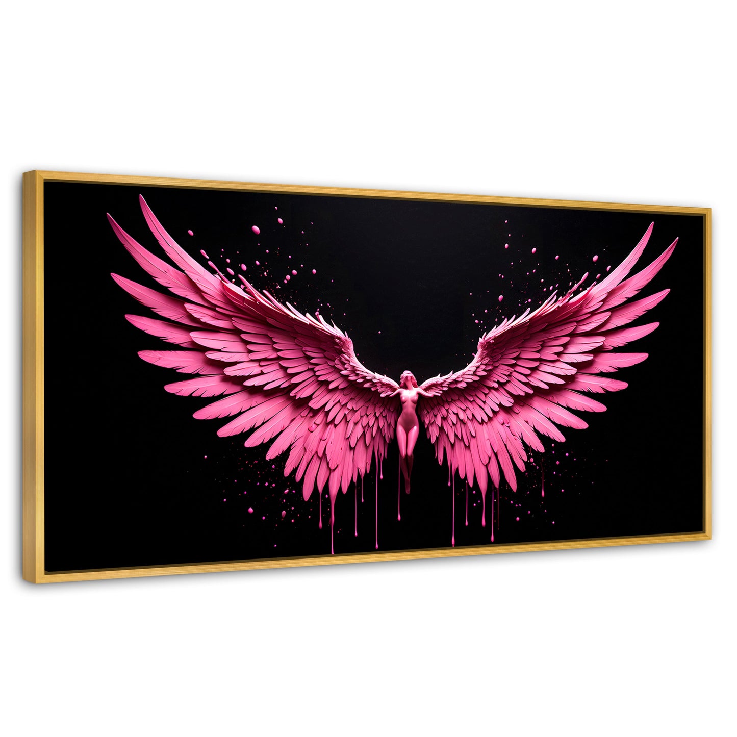 Cuadros Decorativos Canvas Revolution | Alas Rosadas Angel | Panoramico | Portada | Marco Madera