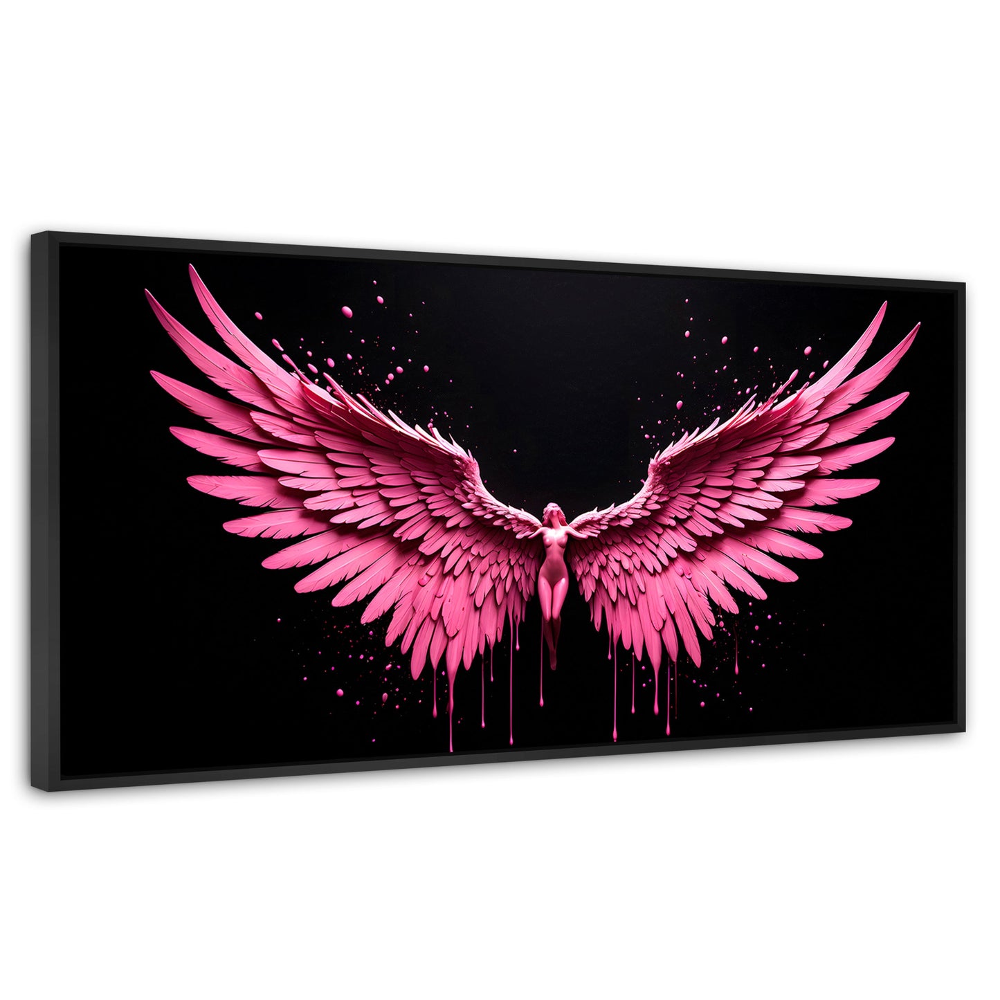 Cuadros Decorativos Canvas Revolution | Alas Rosadas Angel | Panoramico | Portada | Marco Plateado
