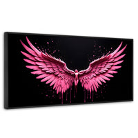 Cuadros Decorativos Canvas Revolution | Alas Rosadas Angel | Panoramico | Portada | Marco Plateado
