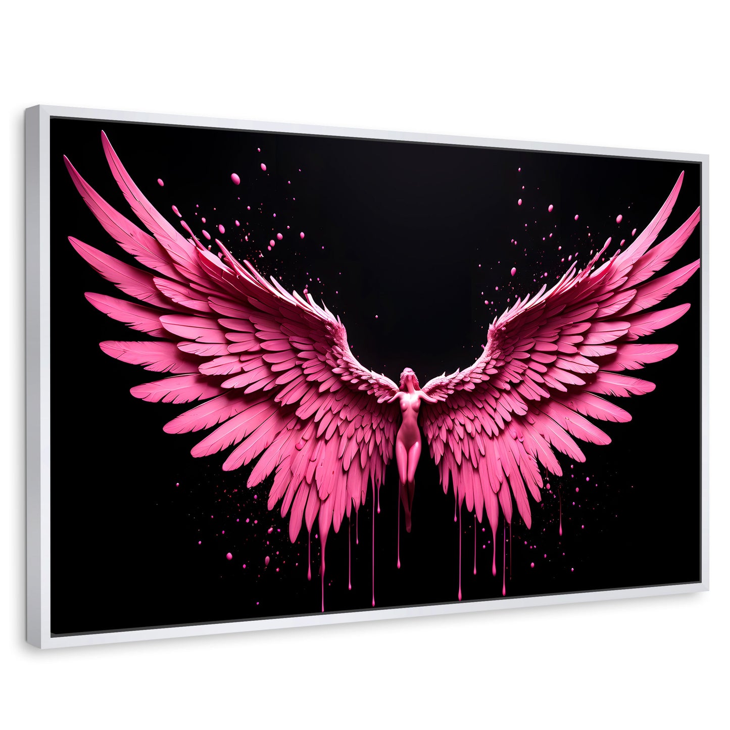Cuadros Decorativos Canvas Revolution | Alas Rosadas Angel | Rectangular | Portada | Marco Blanco