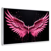 Cuadros Decorativos Canvas Revolution | Alas Rosadas Angel | Rectangular | Portada | Marco Blanco