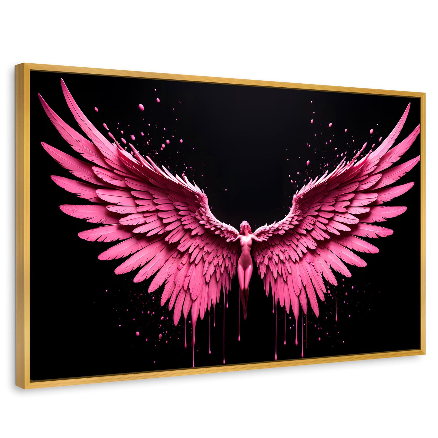 Cuadros Decorativos Canvas Revolution | Alas Rosadas Angel | Rectangular | Portada | Marco Dorado