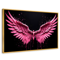 Cuadros Decorativos Canvas Revolution | Alas Rosadas Angel | Rectangular | Portada | Marco Dorado