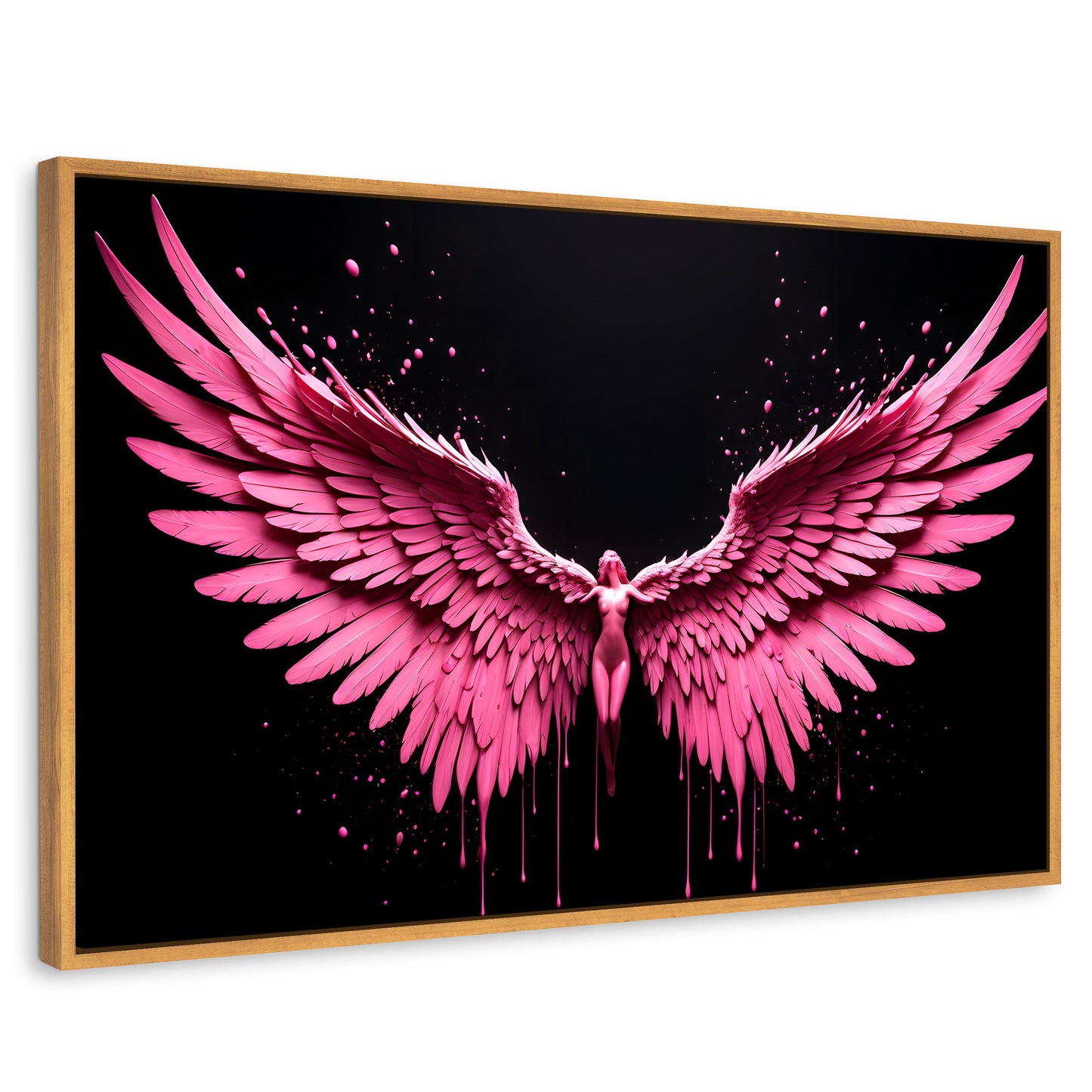 Cuadros Decorativos Canvas Revolution | Alas Rosadas Angel | Rectangular | Portada | Marco Madera