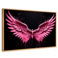 Cuadros Decorativos Canvas Revolution | Alas Rosadas Angel | Rectangular | Portada | Marco Madera