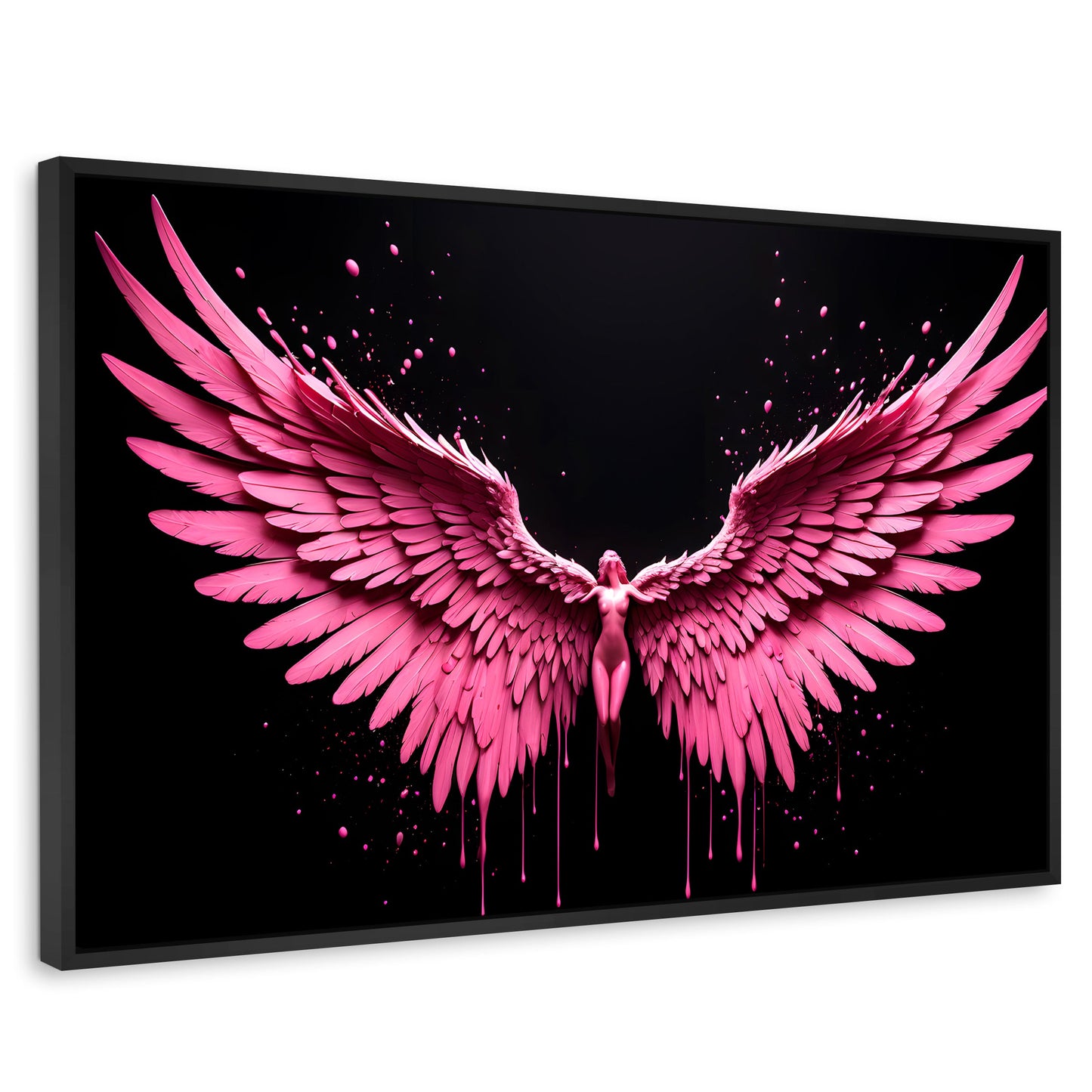 Cuadros Decorativos Canvas Revolution | Alas Rosadas Angel | Rectangular | Portada | Marco Negro