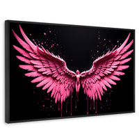 Cuadros Decorativos Canvas Revolution | Alas Rosadas Angel | Rectangular | Portada | Marco Negro