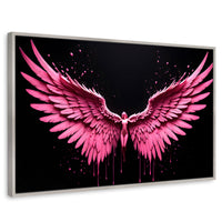 Cuadros Decorativos Canvas Revolution | Alas Rosadas Angel | Rectangular | Portada | Marco Plateado