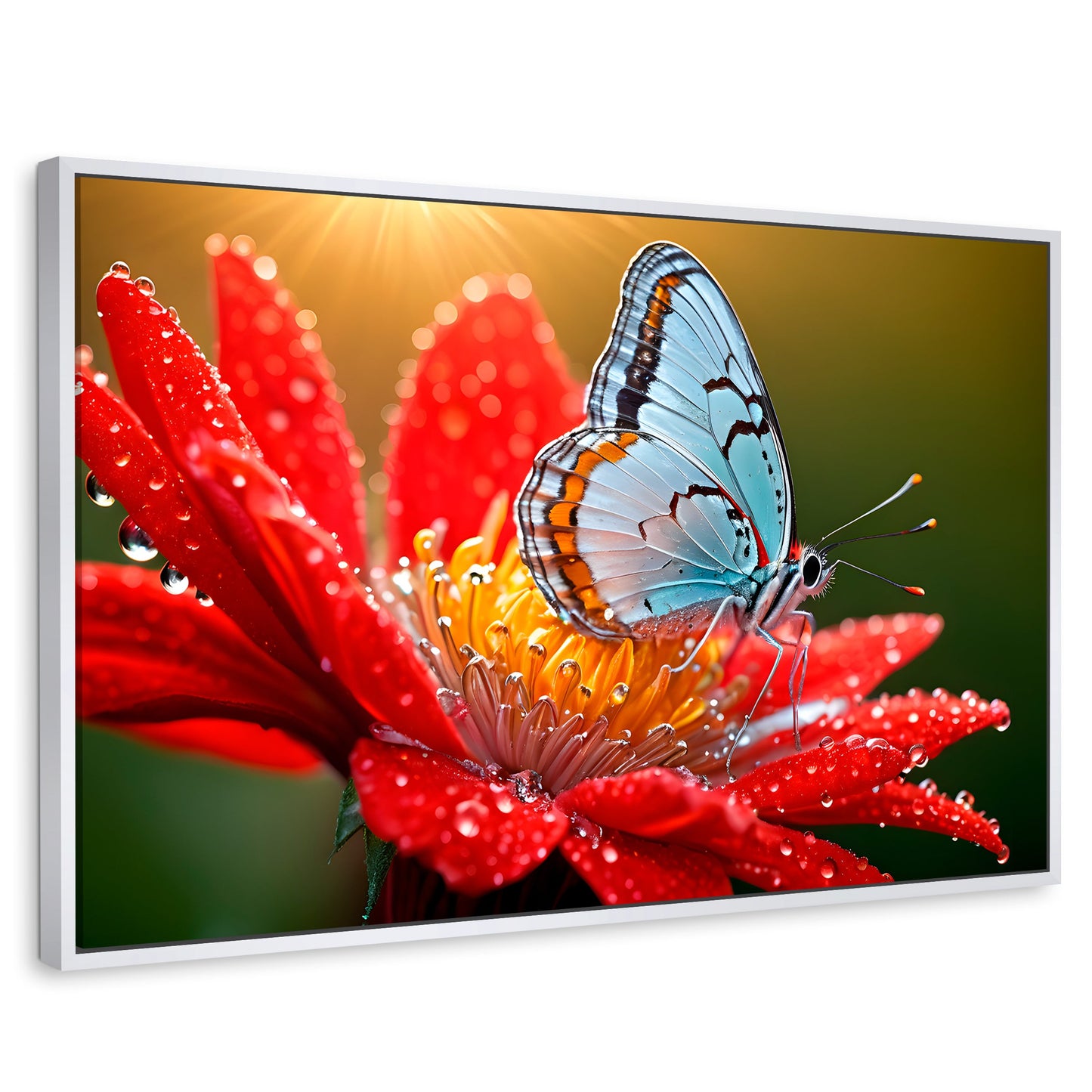 Cuadros Decorativos Canvas Revolution | Alas Sobre Flor | Rectangular | Portada | Marco Blanco