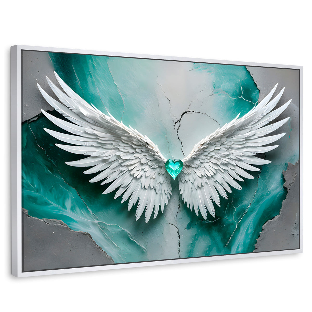 Cuadros Decorativos Canvas Revolution | Alas Vida Esmeralda | Rectangular | Portada | Marco Blanco