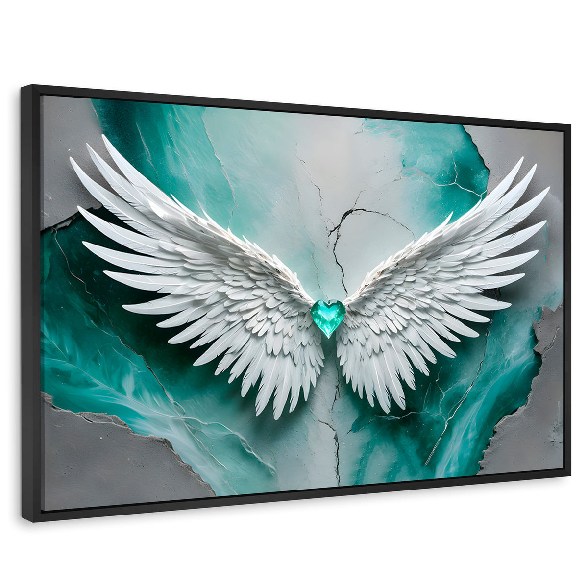 Cuadros Decorativos Canvas Revolution | Alas Vida Esmeralda | Rectangular | Portada | Marco Negro