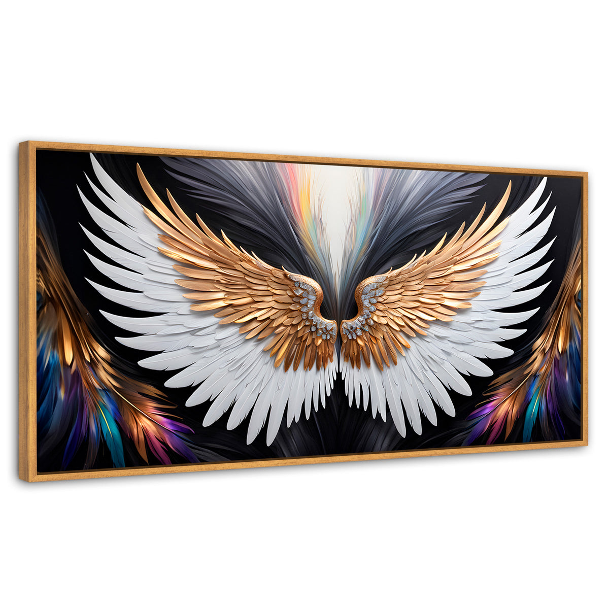 Cuadros Decorativos Canvas Revolution | Alas Vuelo Mistico | Panoramico | Portada | Marco Negro