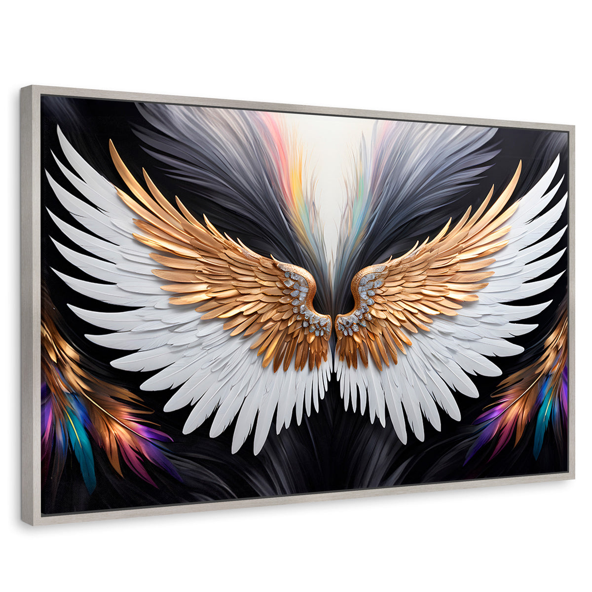 Cuadros Decorativos Canvas Revolution | Alas Vuelo Mistico | Rectangular | Portada | Marco Plateado