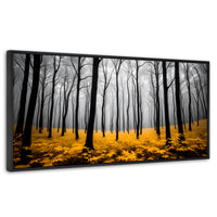 Cuadros Decorativos Canvas Revolution | Amarillo Natural | Panoramico | Portada | Marco Plateado