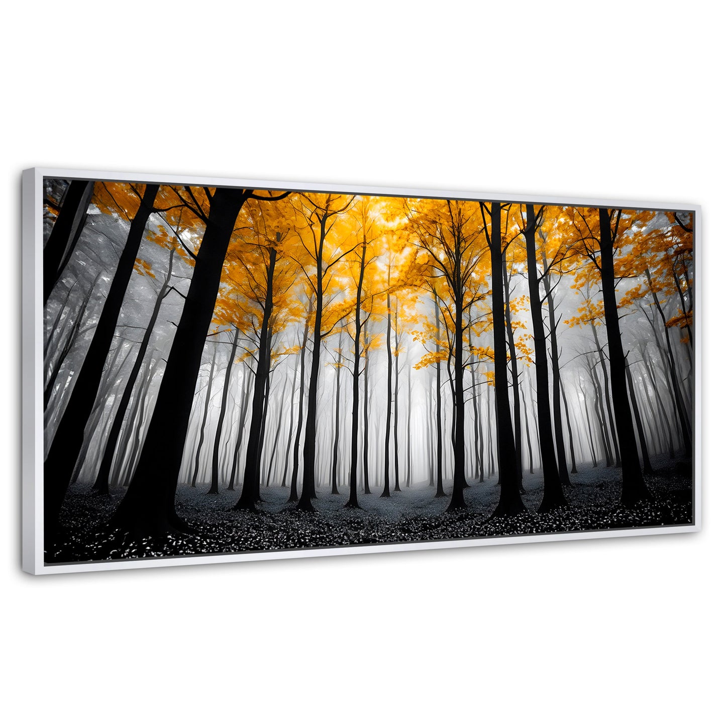 Cuadros Decorativos Canvas Revolution | Amarillo Silente | Panoramico | Portada | Marco Dorado