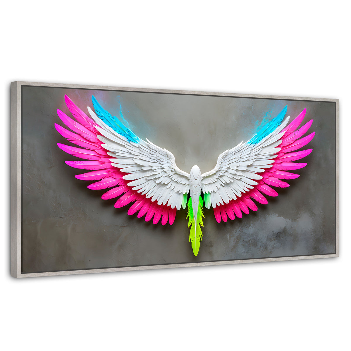 Cuadros Decorativos Canvas Revolution | Angel Alas De Luz | Panoramico | Portada | Marco Blanco