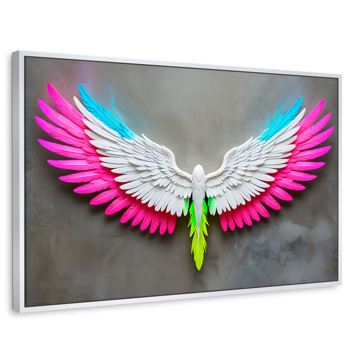 Cuadros Decorativos Canvas Revolution | Angel Alas De Luz | Rectangular | Portada | Marco Blanco
