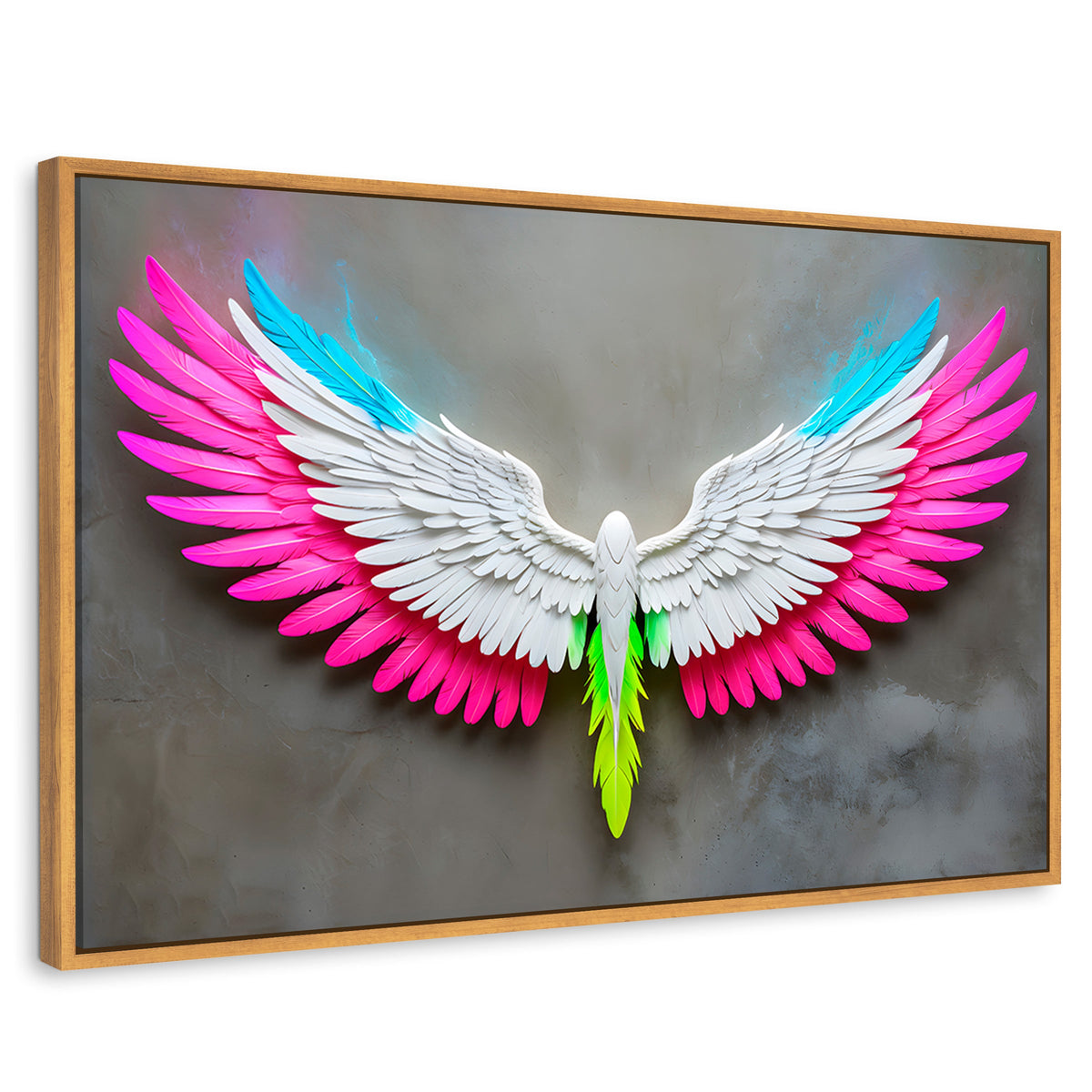 Cuadros Decorativos Canvas Revolution | Angel Alas De Luz | Rectangular | Portada | Marco Madera