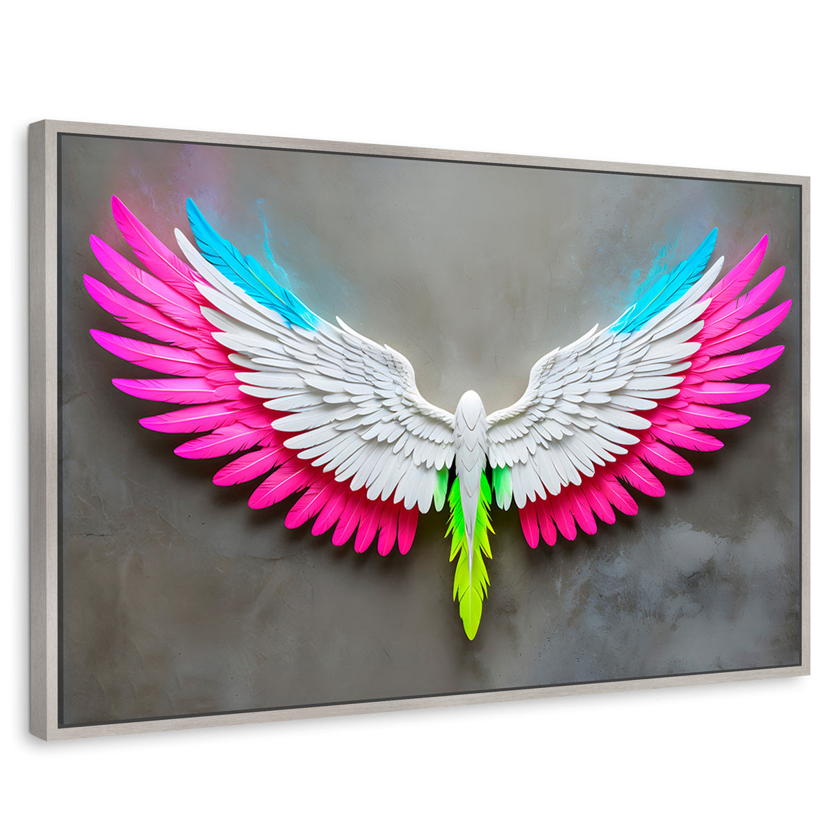 Cuadros Decorativos Canvas Revolution | Angel Alas De Luz | Rectangular | Portada | Marco Plateado