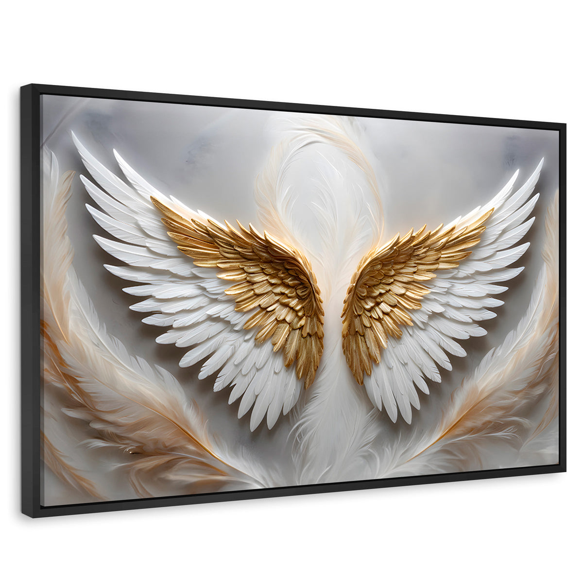 Cuadros Decorativos Canvas Revolution | Angel Luz Radiante | Rectangular | Portada | Marco Negro