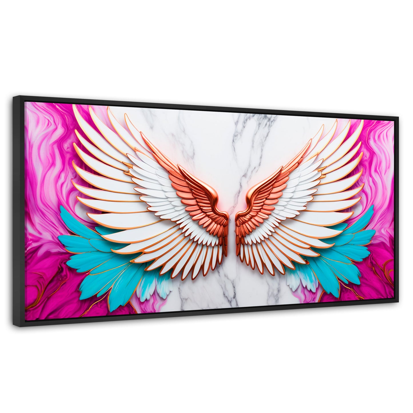 Cuadros Decorativos Canvas Revolution | Angel Vuelo Divino | Panoramico | Portada | Marco Plateado
