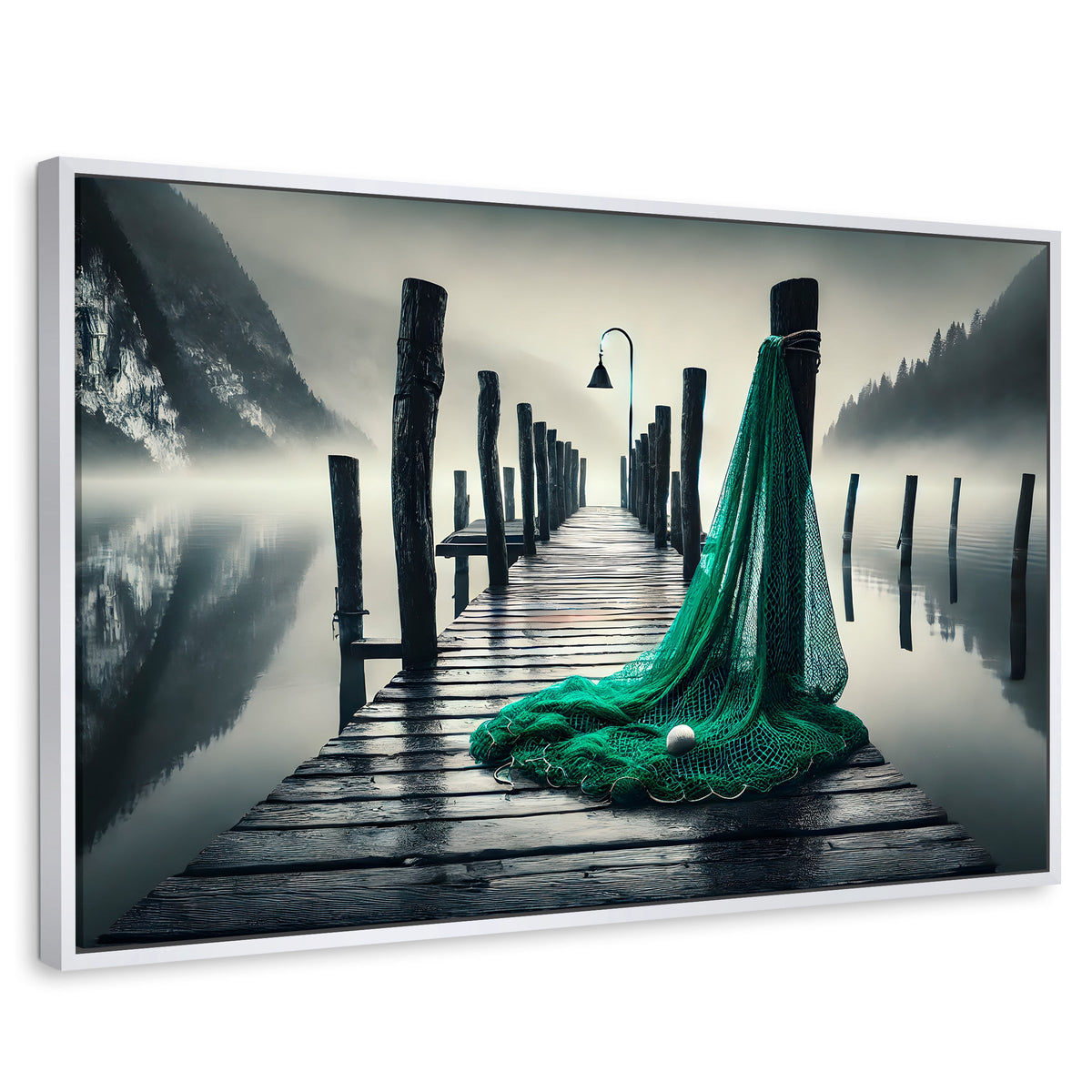Cuadros Decorativos Canvas Revolution | Aqua En El Muelle | Rectangular | Portada | Marco Blanco