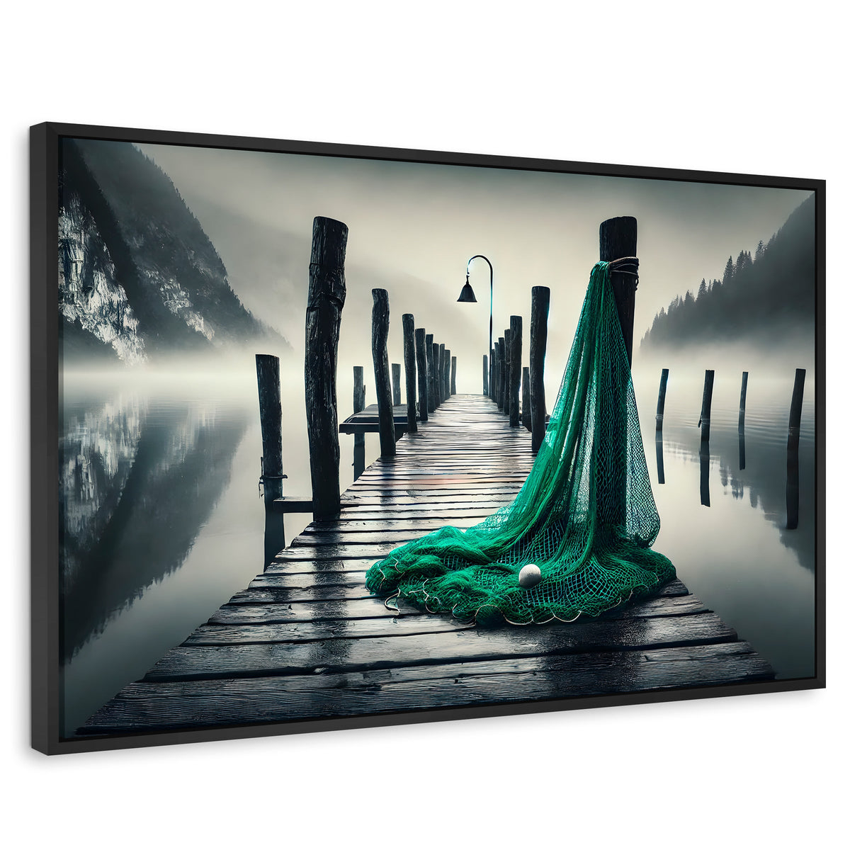 Cuadros Decorativos Canvas Revolution | Aqua En El Muelle | Rectangular | Portada | Marco Negro