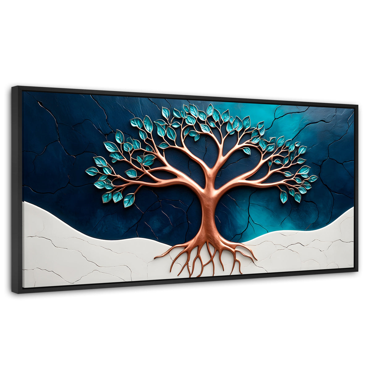 Cuadros Decorativos Canvas Revolution | Arbol Luminoso | Panoramico | Portada | Marco Plateado