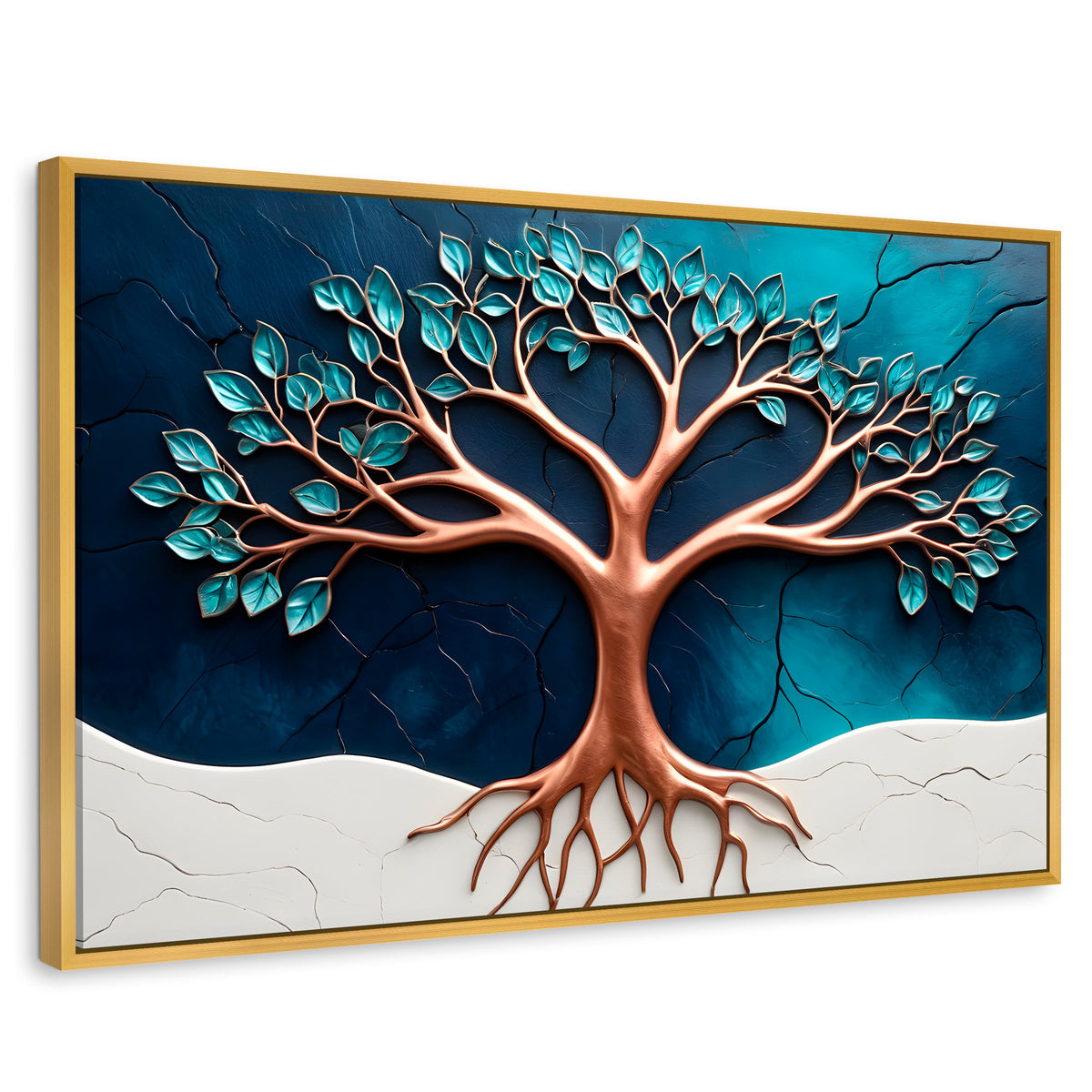 Cuadros Decorativos Canvas Revolution | Arbol Luminoso | Rectangular | Portada | Marco Dorado
