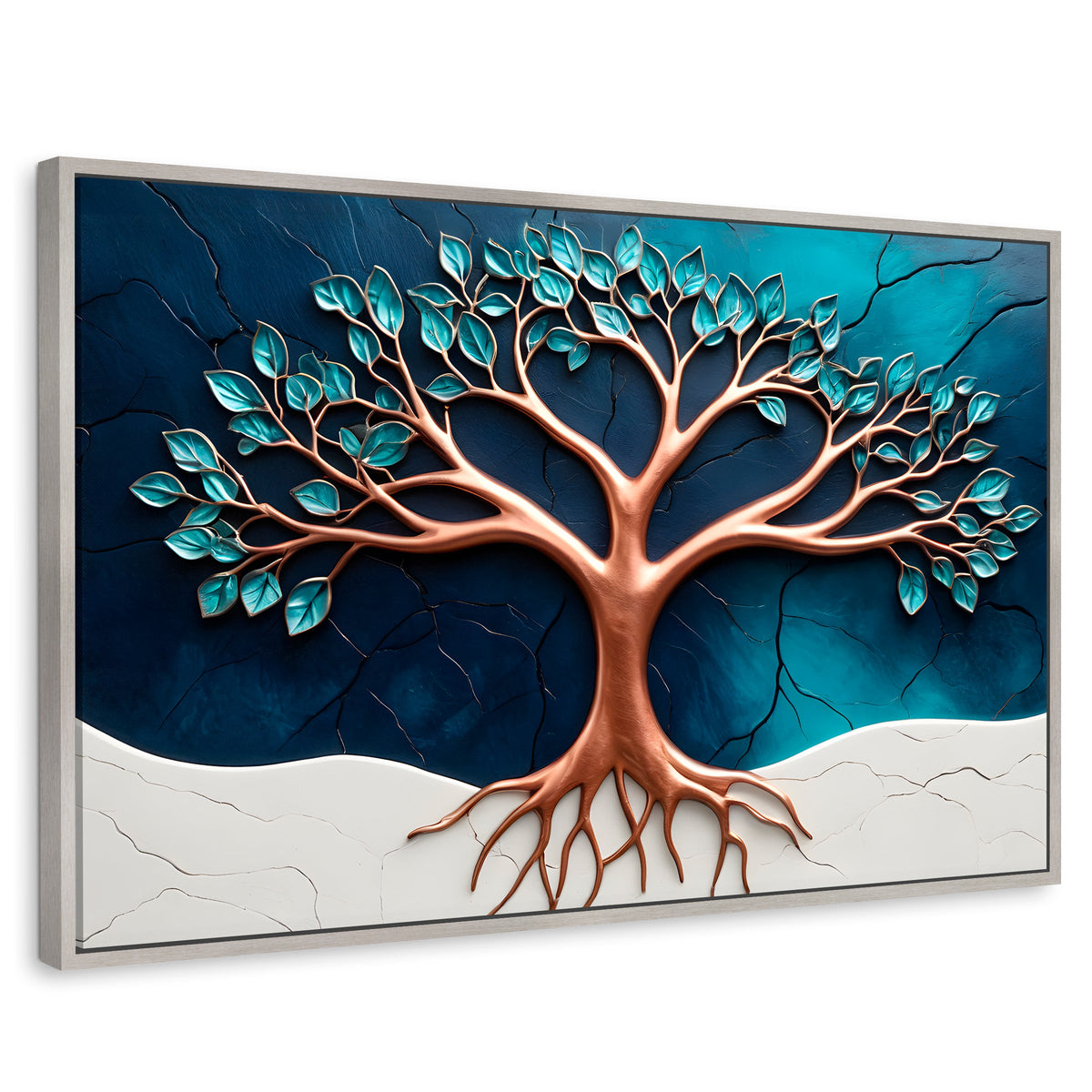 Cuadros Decorativos Canvas Revolution | Arbol Luminoso | Rectangular | Portada | Marco Plateado