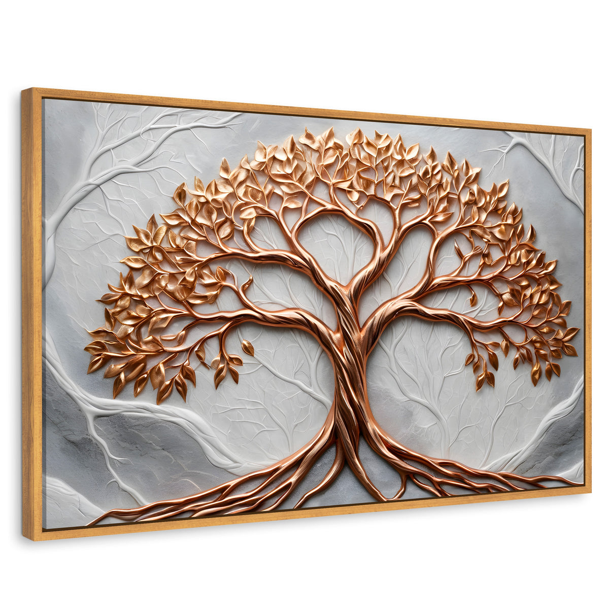 Cuadros Decorativos Canvas Revolution | Arbol Piedra Oro | Rectangular | Portada | Marco Madera