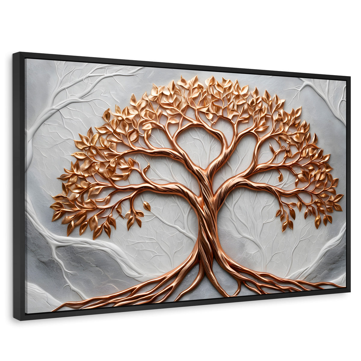 Cuadros Decorativos Canvas Revolution | Arbol Piedra Oro | Rectangular | Portada | Marco Negro