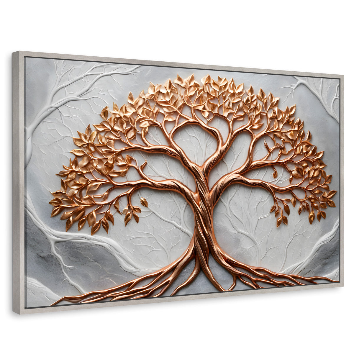 Cuadros Decorativos Canvas Revolution | Arbol Piedra Oro | Rectangular | Portada | Marco Plateado