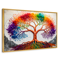 Cuadros Decorativos Canvas Revolution | Arbol Vida Arcoiris | Rectangular | Portada | Marco Dorado