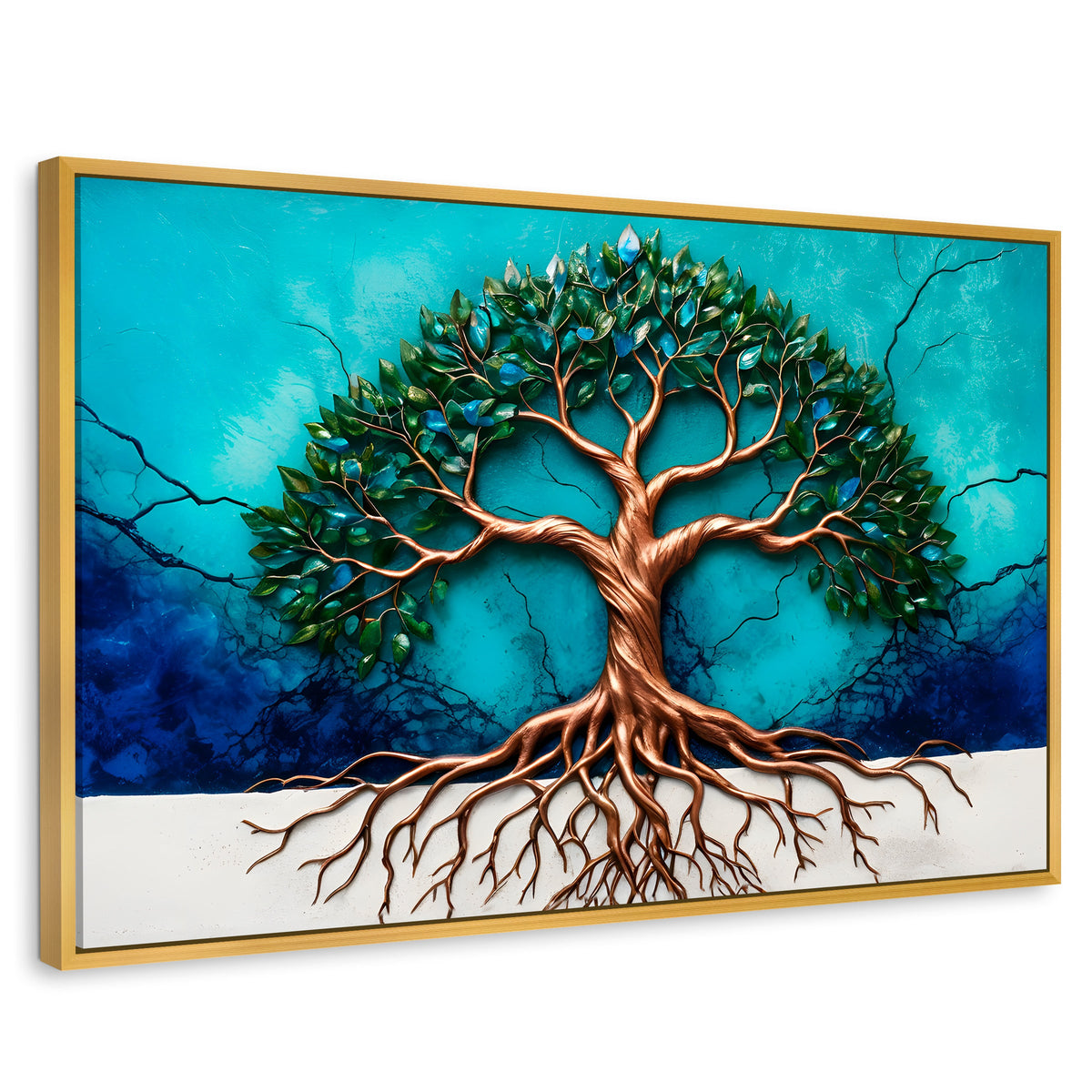 Cuadros Decorativos Canvas Revolution | Arbol Vida Energia | Rectangular | Portada | Marco Dorado