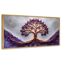 Cuadros Decorativos Canvas Revolution | Arbol Vida Lavanda | Panoramico | Portada | Marco Madera