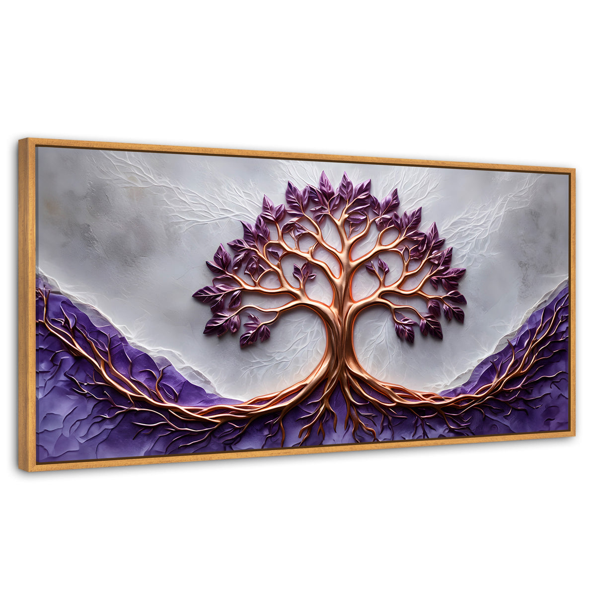 Cuadros Decorativos Canvas Revolution | Arbol Vida Lavanda | Panoramico | Portada | Marco Negro