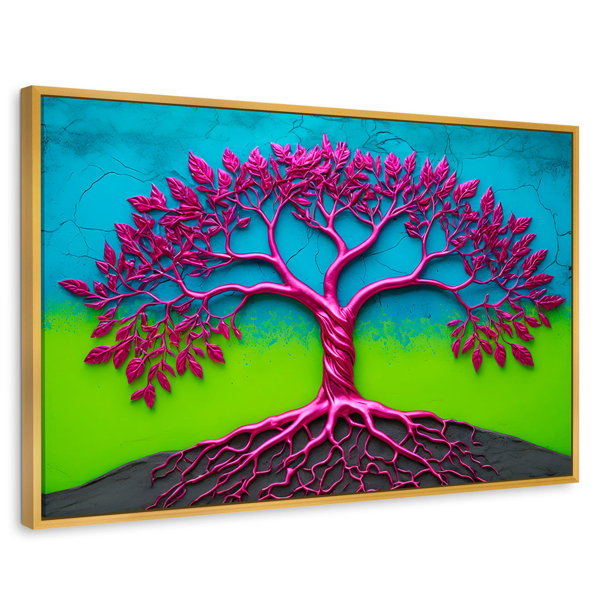 Cuadros Decorativos Canvas Revolution | Arbol Vida Mistico | Rectangular | Portada | Marco Dorado