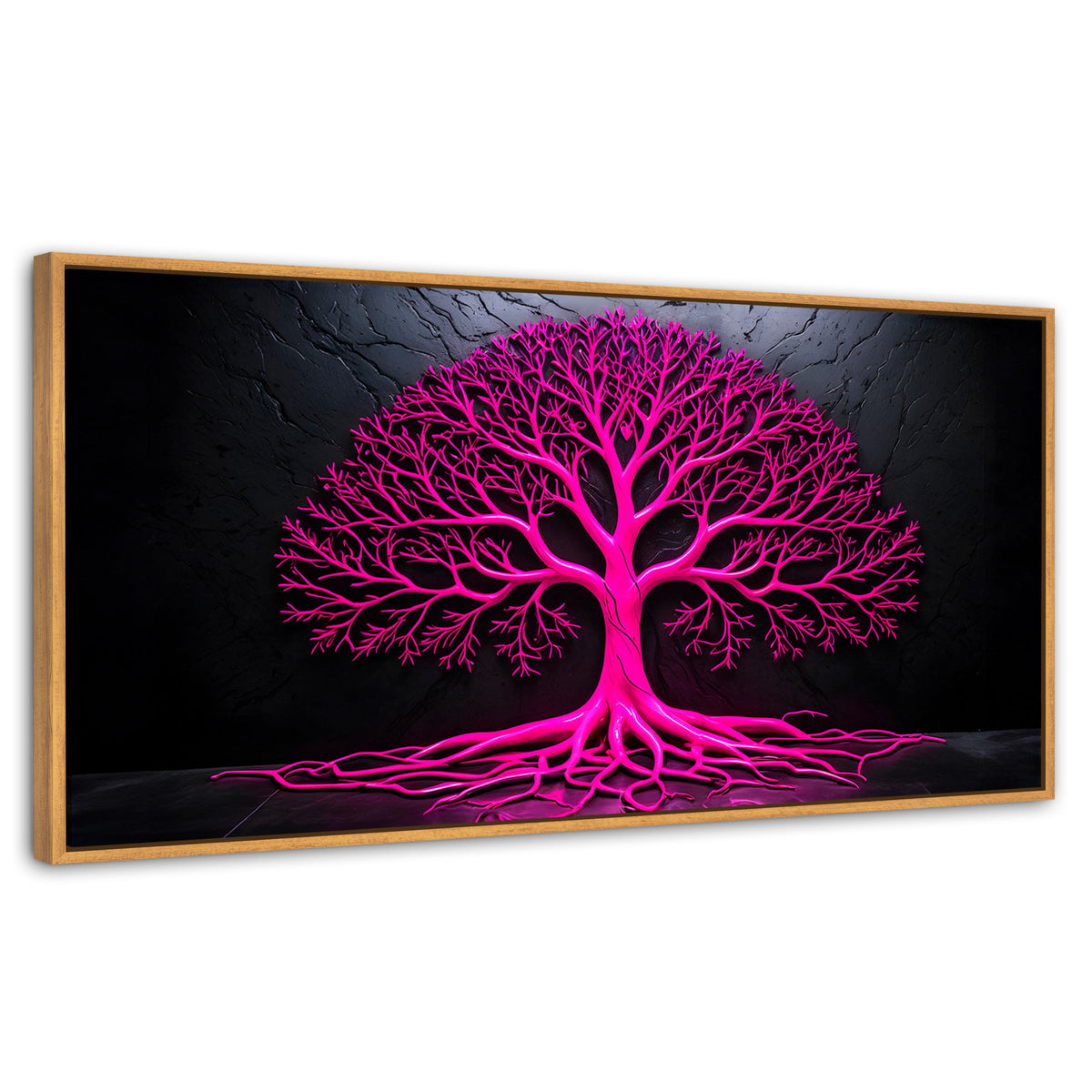 Cuadros Decorativos Canvas Revolution | Arbol Vida Rosa | Panoramico | Portada | Marco Negro