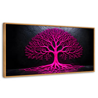 Cuadros Decorativos Canvas Revolution | Arbol Vida Rosa | Panoramico | Portada | Marco Negro