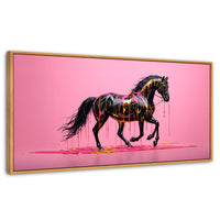 Cuadros Decorativos Canvas Revolution | Arte Equino Moderno | Panoramico | Portada | Marco Negro