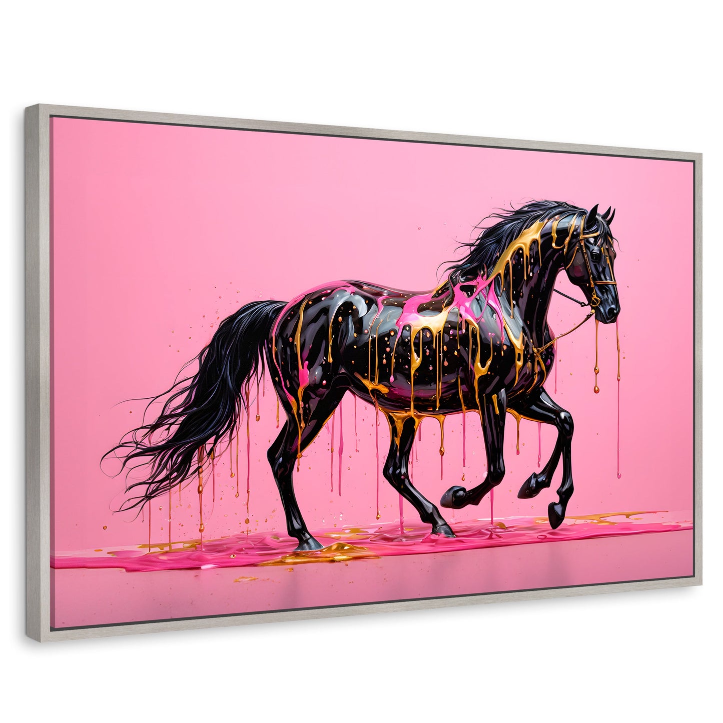 Cuadros Decorativos Canvas Revolution | Arte Equino Moderno | Rectangular | Portada | Marco Plateado