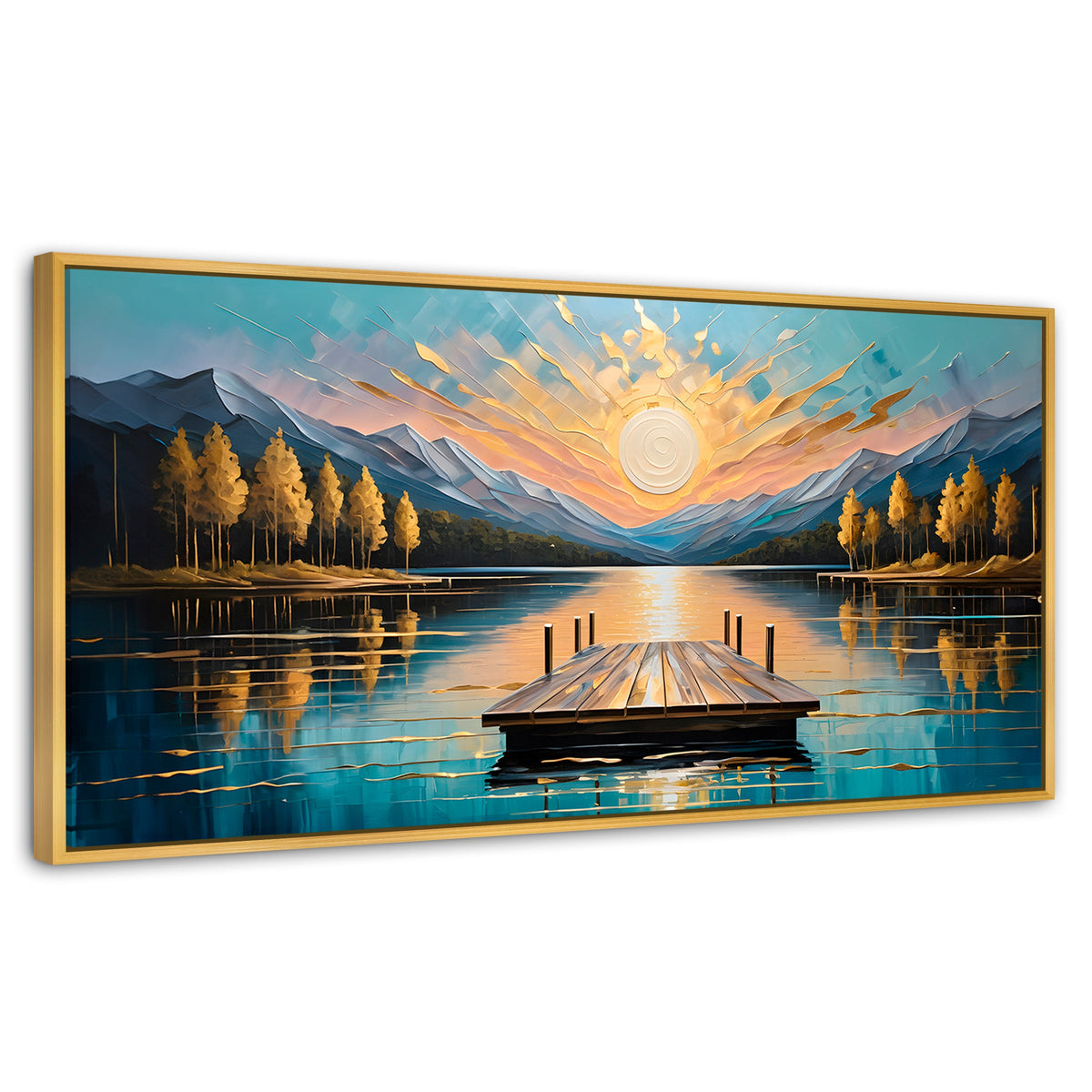 Cuadros Decorativos Canvas Revolution | Atardecer En Muelle | Panoramico | Portada | Marco Madera